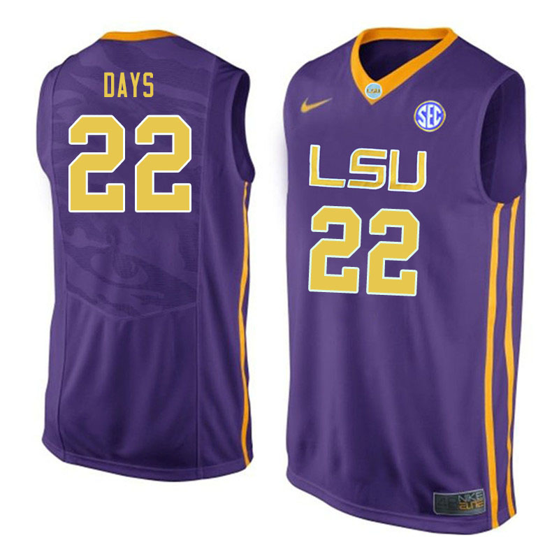 Men #22 Darius Days LSU Tigers College Basketball Jerseys Sale-Purple